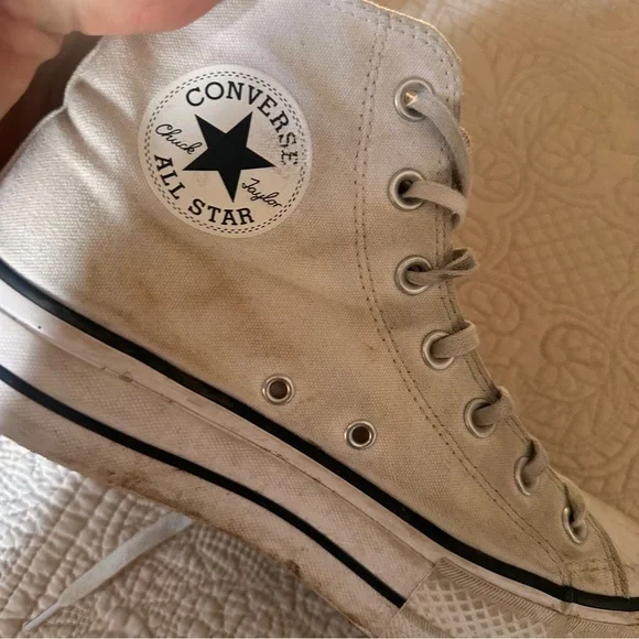Converse Chuck Taylor High Platform Top Sneakers White Canvas Womens 8.5 Classic - Picture 3 of 15